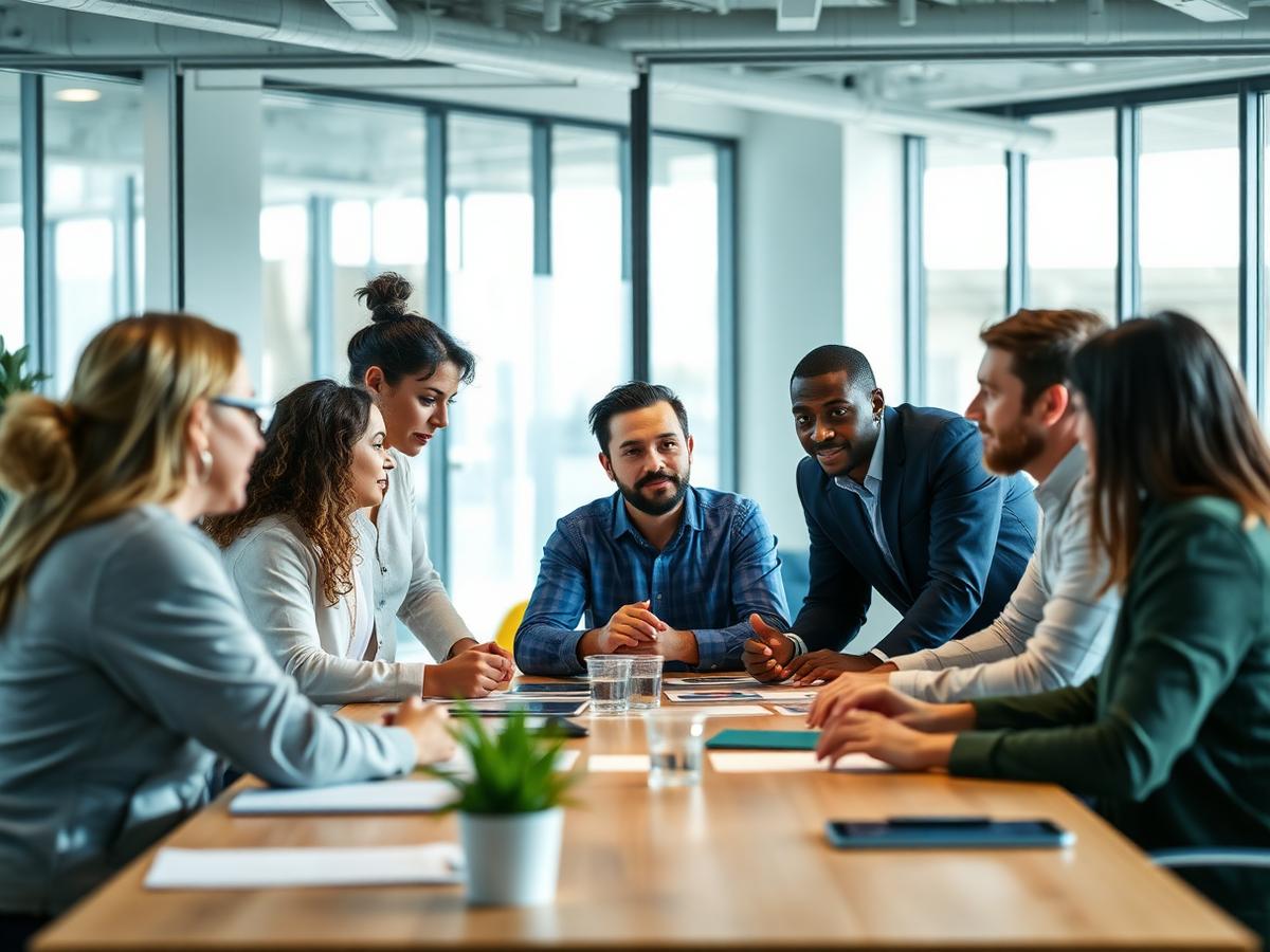 Team working together in office